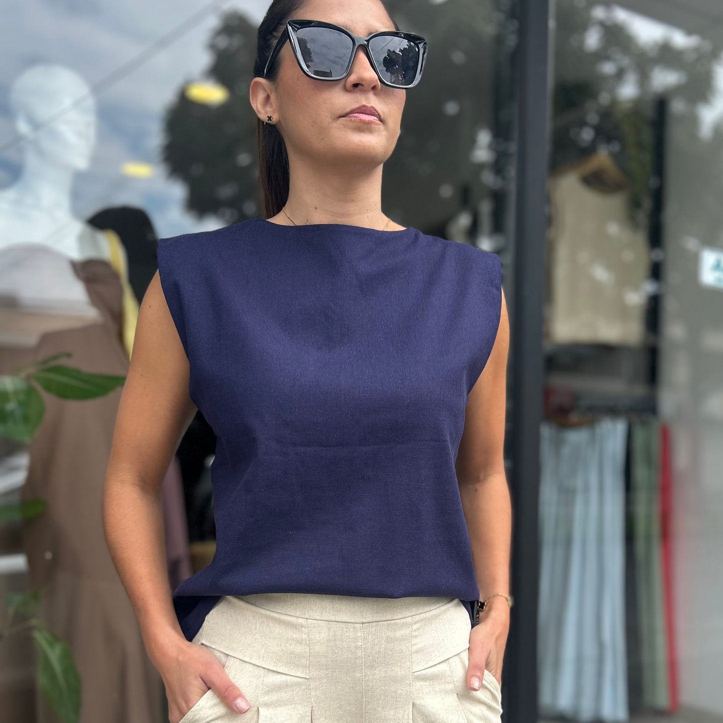 Blusa lazos Espalda (Lino + algodón)