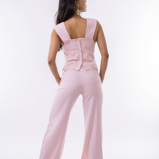 Set: Sarai + Crop Botón (rosa)