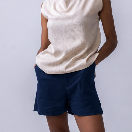 Short de Lino Azúl Marino