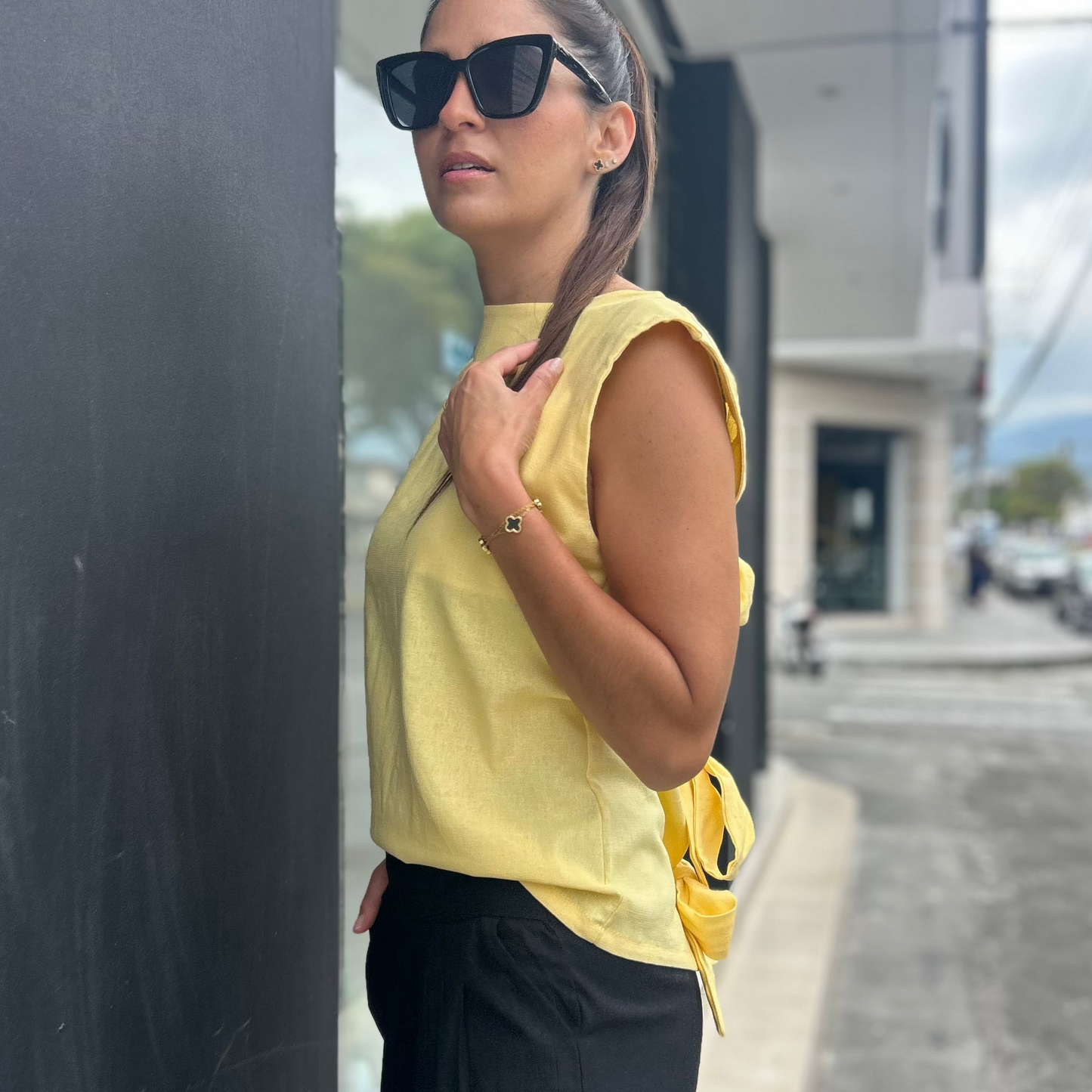 Blusa lazos Espalda (Lino + algodón)