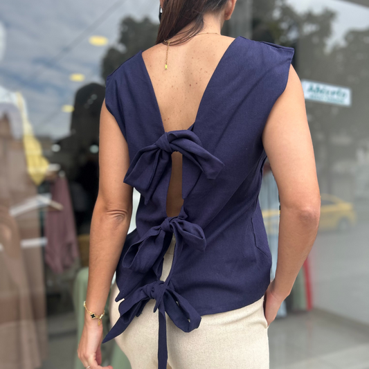 Blusa lazos Espalda (Lino + algodón)
