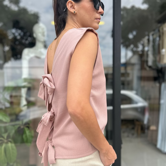 Blusa lazos Espalda Rosa