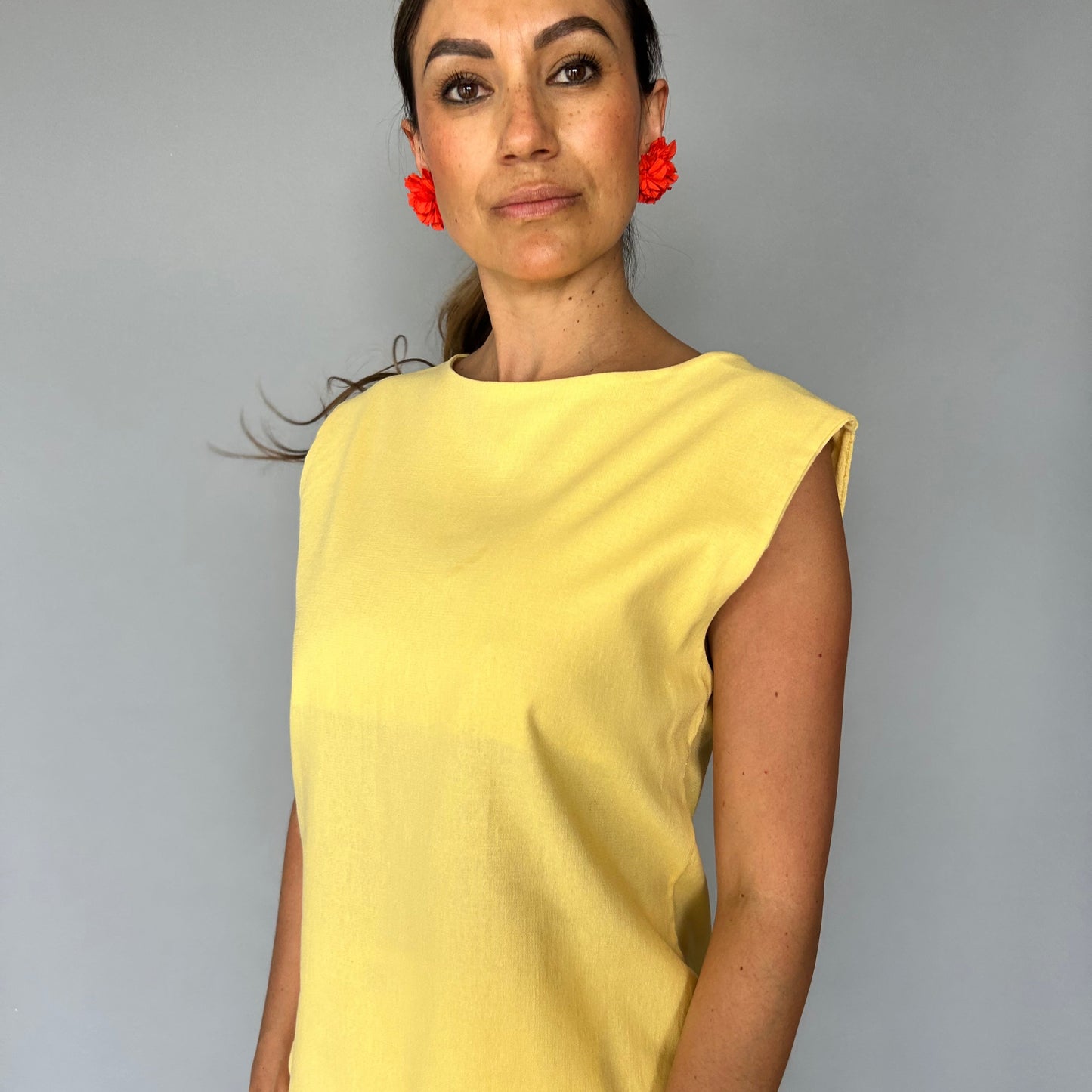 Blusa lazos Espalda  Amarilla (Lino + algodón)