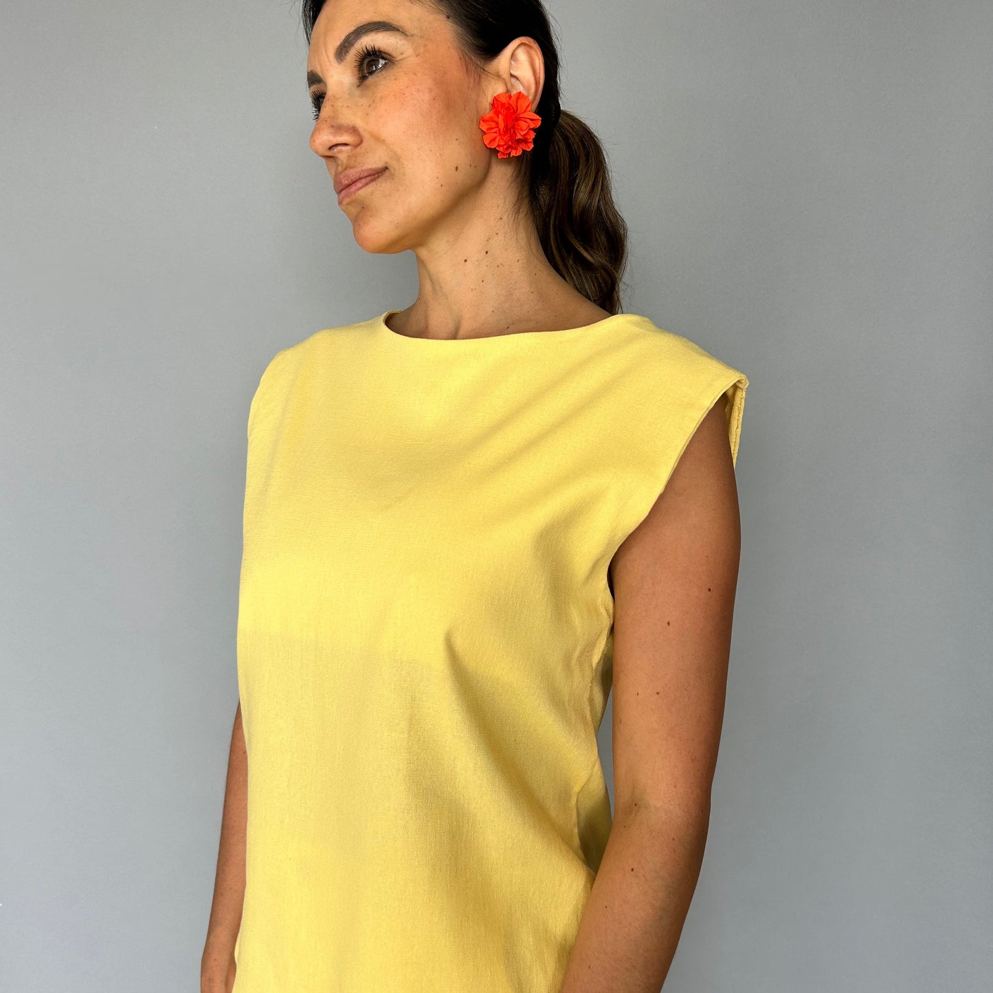 Blusa lazos Espalda  Amarilla (Lino + algodón)