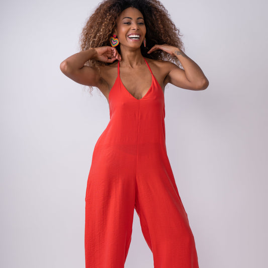 Jumpsuit Rojo Rayón