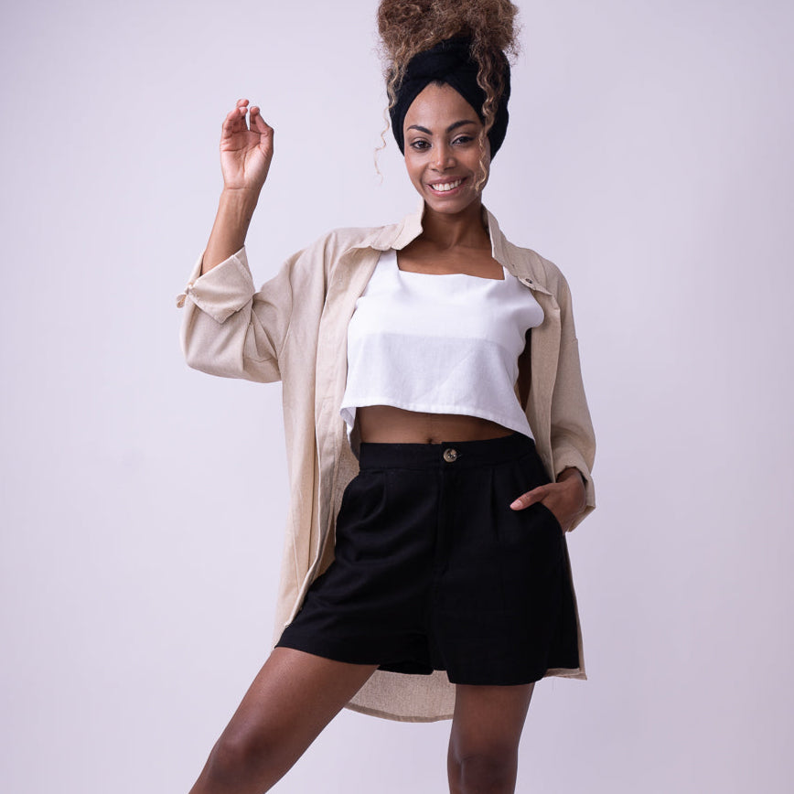 Short de Lino Negro