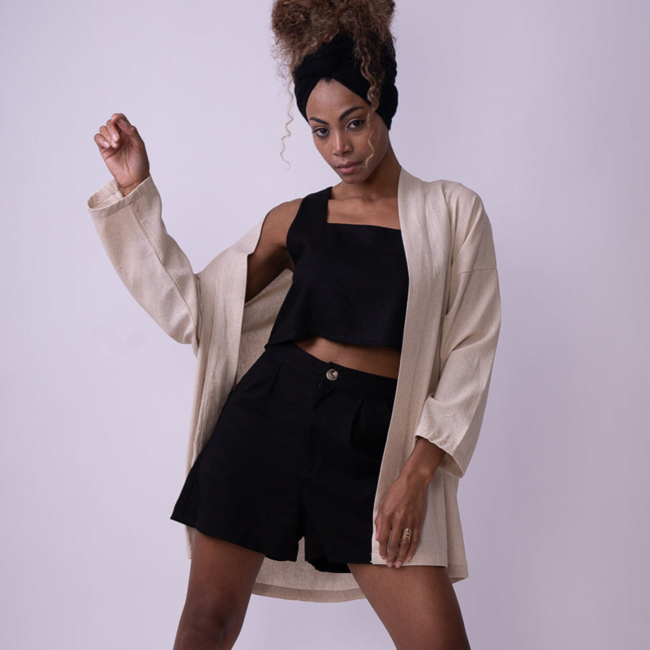 Short de Lino Negro